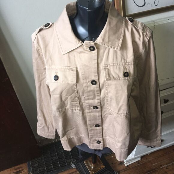 J Crew Factory tan utility safari L lightweight jacket - Picture 2 of 4